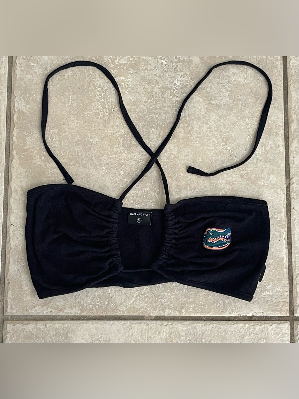 Hype and Vice “Slam Dunk” Black Halter Bandeau Top w/UF Gators Logo, Size M - Picture 5 of 7